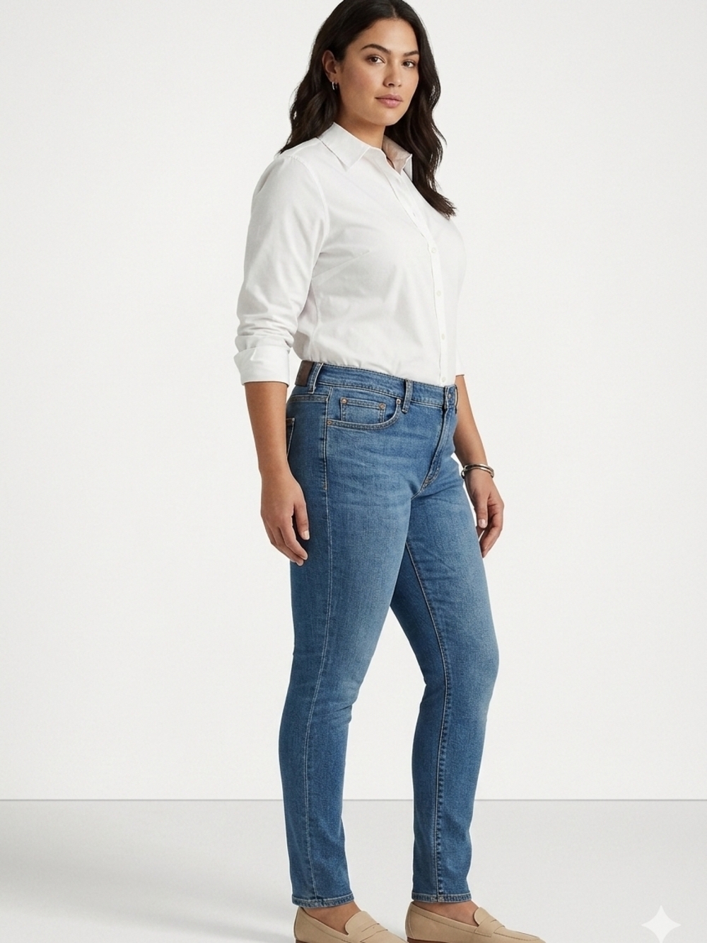 Lauren Ralph Lauren  Jeans 14 Modern Skinny Blue Denim Vintage Y2K LeatherPatch
